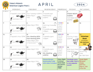 Your April 2024 Calendar for Post 1
